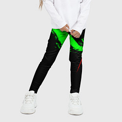 Леггинсы для девочки Color black green red, цвет: 3D-принт — фото 2