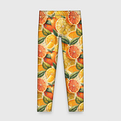 Леггинсы для девочки Апельсиновый фреш сочные дольки, цвет: 3D-принт