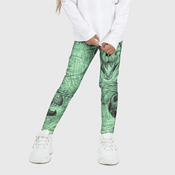 Леггинсы для девочки Черепа динозавров - эскиз, цвет: 3D-принт — фото 2