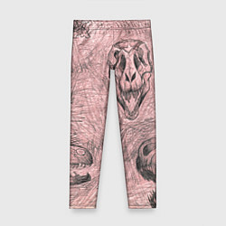 Леггинсы для девочки Черепа динозавров - эскиз, цвет: 3D-принт