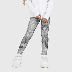 Леггинсы для девочки Черепа динозавров - эскиз, цвет: 3D-принт — фото 2