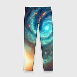 Леггинсы для девочки Неоновая спиралевидная галактика - нейросеть, цвет: 3D-принт