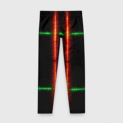Леггинсы для девочки Color black green red lines, цвет: 3D-принт