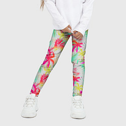 Леггинсы для девочки Palm yellow pink, цвет: 3D-принт — фото 2