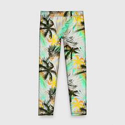 Леггинсы для девочки Palm black yellow white, цвет: 3D-принт