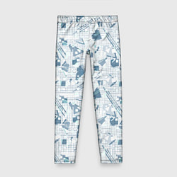 Детские легинсы Мемфис синий с серым клетчатый геометрический узор