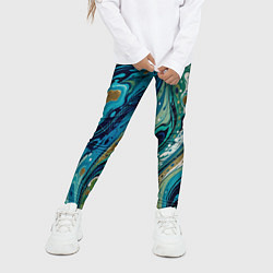 Леггинсы для девочки Сине-зеленый абстрактный узор, цвет: 3D-принт — фото 2