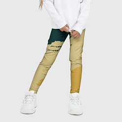 Леггинсы для девочки Желто-зеленые абстрактные полосы, цвет: 3D-принт — фото 2