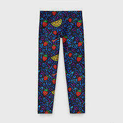 Леггинсы для девочки Лимон и клубника паттерн, цвет: 3D-принт
