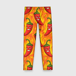 Леггинсы для девочки Огненный перец паттерн, цвет: 3D-принт