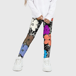 Леггинсы для девочки Уорхол цветы флуоресцент поп-арт, цвет: 3D-принт — фото 2
