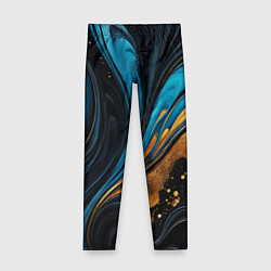 Детские легинсы Сине-золотая абстракция