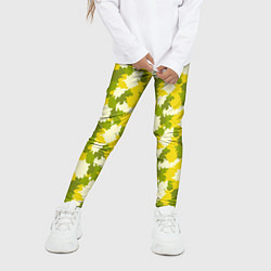 Леггинсы для девочки Яркий камуфляж желтые и зеленые пятна, цвет: 3D-принт — фото 2