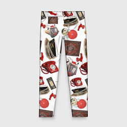 Леггинсы для девочки Неваляшка утюг ретро авоська петушок телефон, цвет: 3D-принт