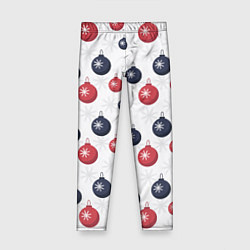 Детские легинсы Синие и красные новогодние шары со снежинками