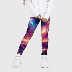 Леггинсы для девочки Фантастический космос вид с планеты, цвет: 3D-принт — фото 2