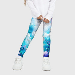 Леггинсы для девочки Фантастический цветочный с голубыми облаками, цвет: 3D-принт — фото 2
