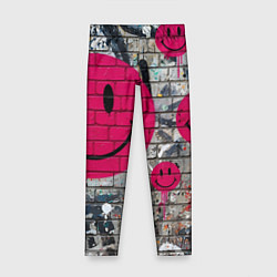 Детские легинсы Розовые смайлы граффити