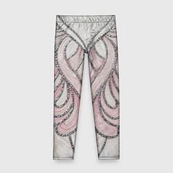 Леггинсы для девочки Нежно розовый орнамент из перьев, цвет: 3D-принт