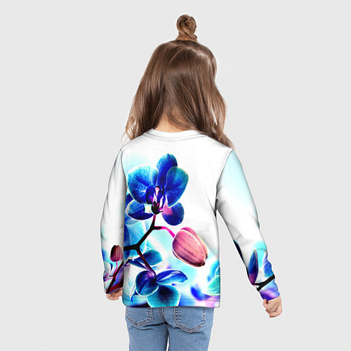 Детский лонгслив Фиолетовая орхидея / 3D-принт – фото 6