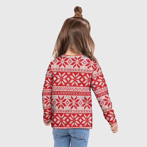 Детский лонгслив Красный свитер / 3D-принт – фото 6