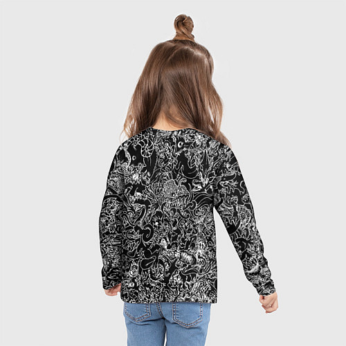 Детский лонгслив Монстры черно-белый паттерн / 3D-принт – фото 6