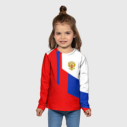 Лонгслив детский Russia: Geometry Tricolor, цвет: 3D-принт — фото 2