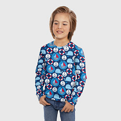 Лонгслив детский Киты и яхты, цвет: 3D-принт — фото 2