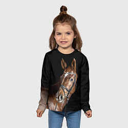 Лонгслив детский Гнедая лошадь в збруе, цвет: 3D-принт — фото 2