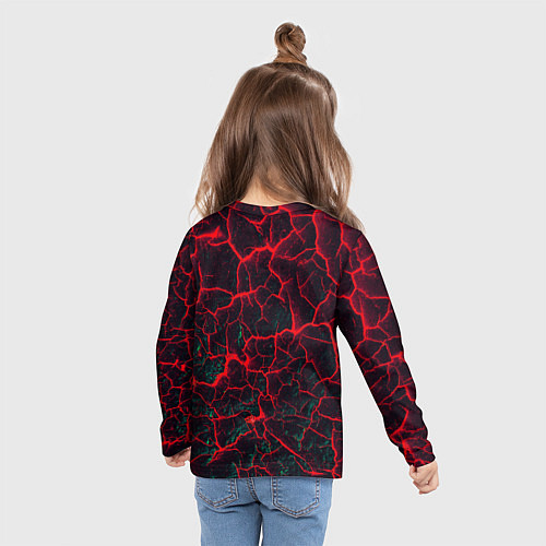 Детский лонгслив Молнии красные абстрактные / 3D-принт – фото 6
