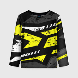 Детский лонгслив Black yellow abstract sport style