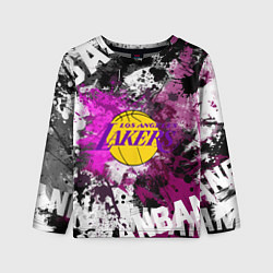 Лонгслив детский Лос-Анджелес Лейкерс, Los Angeles Lakers, цвет: 3D-принт