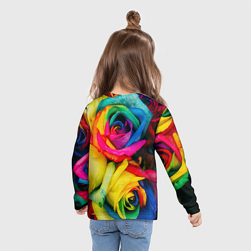 Детский лонгслив Разноцветные розы / 3D-принт – фото 6