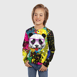 Лонгслив детский Панда хипстер в брызгах краски, цвет: 3D-принт — фото 2