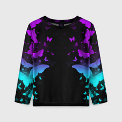 Лонгслив детский Бабочки в неоне, цвет: 3D-принт
