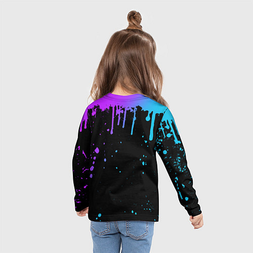 Детский лонгслив НЕОНОВЫЕ ПОДТЕКИ / 3D-принт – фото 6