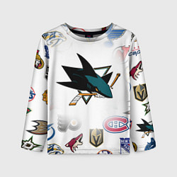 Лонгслив детский San Jose Sharks NHL teams pattern, цвет: 3D-принт