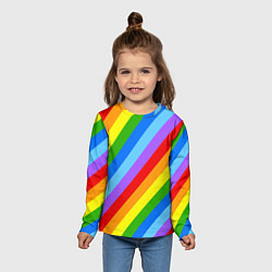 Лонгслив детский РАДУЖНЫЕ ЛИНИИ, цвет: 3D-принт — фото 2