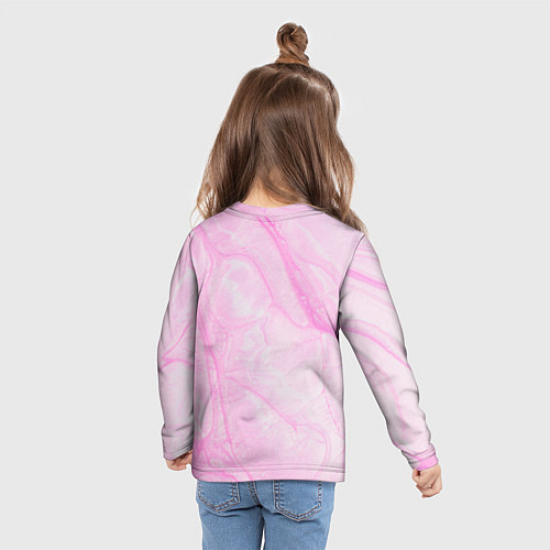 Детский лонгслив Розовые разводы краска зефир / 3D-принт – фото 6