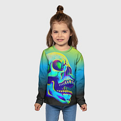 Лонгслив детский Neon skull, цвет: 3D-принт — фото 2