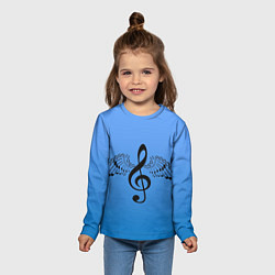 Лонгслив детский Скрипичный ключ и крылья ноты, цвет: 3D-принт — фото 2