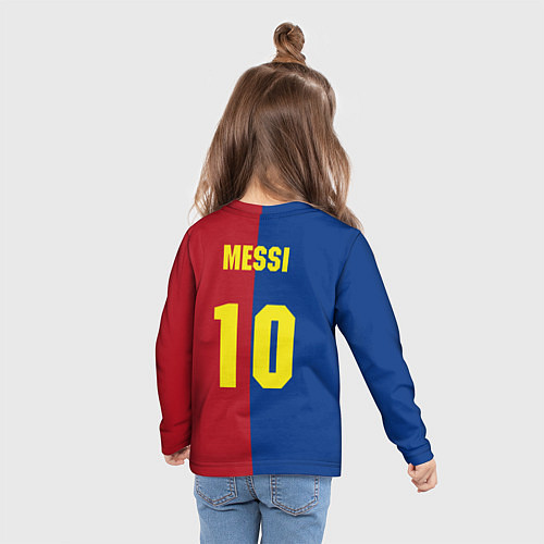 Детский лонгслив Форма Barcelona Messi / 3D-принт – фото 6