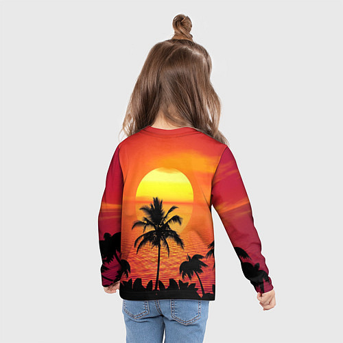 Детский лонгслив Пальмы на фоне моря / 3D-принт – фото 6