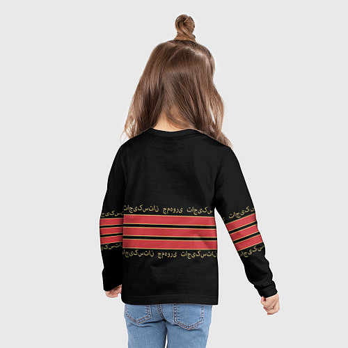 Детский лонгслив Кыргызстан - черный лев / 3D-принт – фото 6