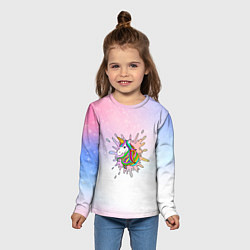 Лонгслив детский Единорог, цвет: 3D-принт — фото 2