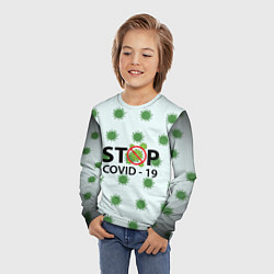 Лонгслив детский Stop COVID, цвет: 3D-принт — фото 2