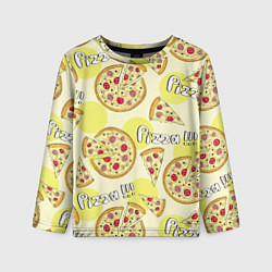 Детский лонгслив Узор - Пицца на желтом
