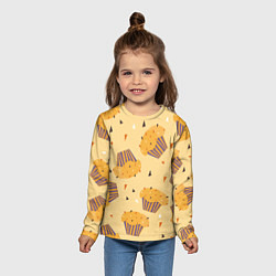 Лонгслив детский Капкейки на желтом фоне, цвет: 3D-принт — фото 2