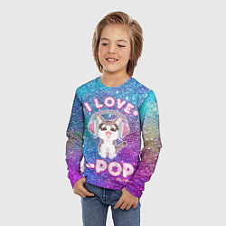 Лонгслив детский I Love Cat Pop, цвет: 3D-принт — фото 2