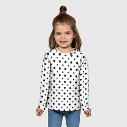 Лонгслив детский Точки черные на белом, цвет: 3D-принт — фото 2